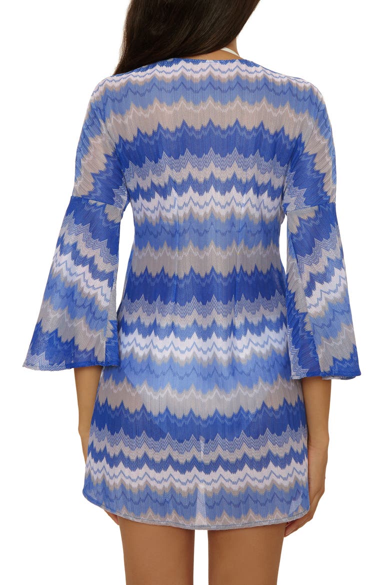 Santorini V-Neck Long Sleeve Cover-Up Tunic, Alternate, color, LAPIS MULTI