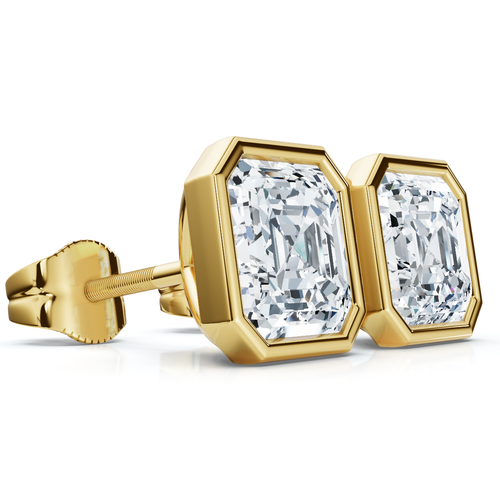 Bliss Diamond 2ct Tw Asscher Cut Bezel Diamond Studs 14k Gold Lab Grown In 14k Yellow Gold