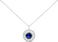 Haus of Brilliance Sterling Silver Lab Grown Sapphire and Diamond Medallion Pendant Necklace