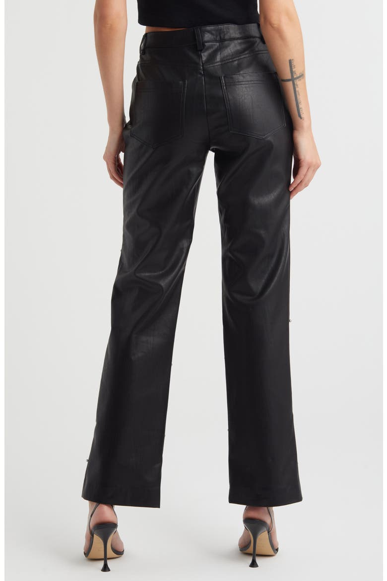 Hotfix Low Rise Faux Leather Pants, Alternate, color, BLACK