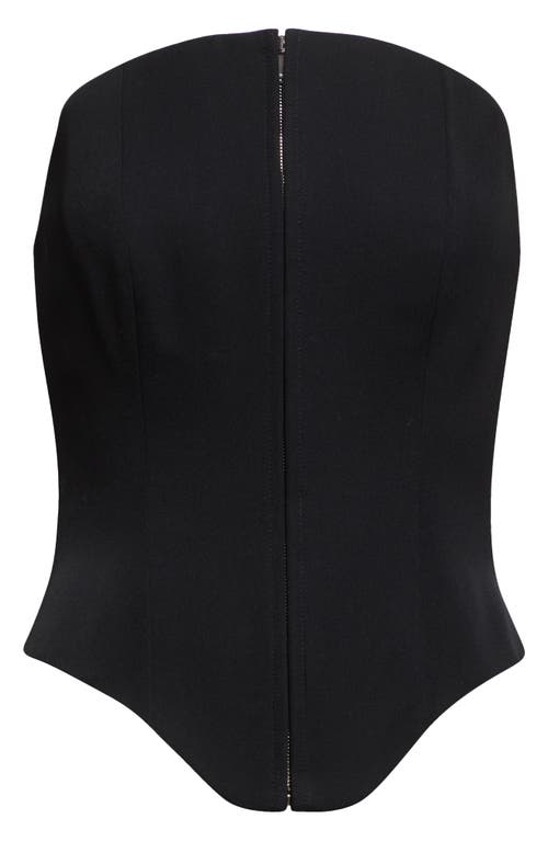 Alexander Mcqueen Curved Strapless Zip-front Bustier Top In Black