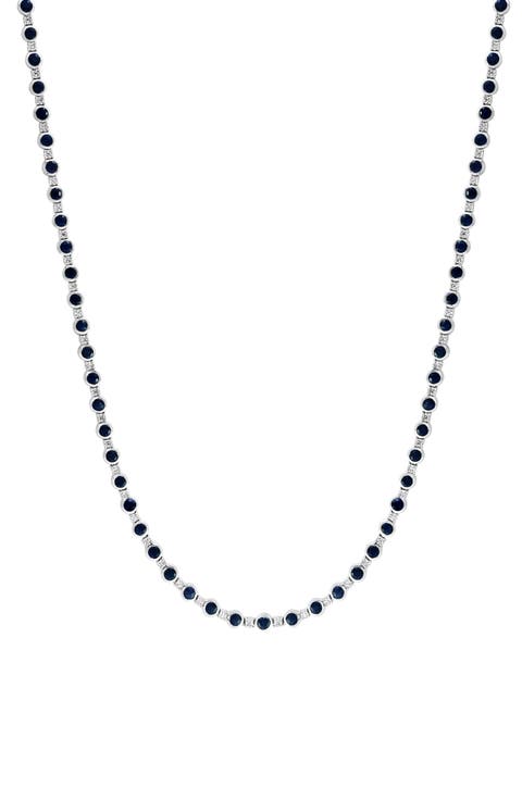Diamond & Blue Sapphire Chain Necklace