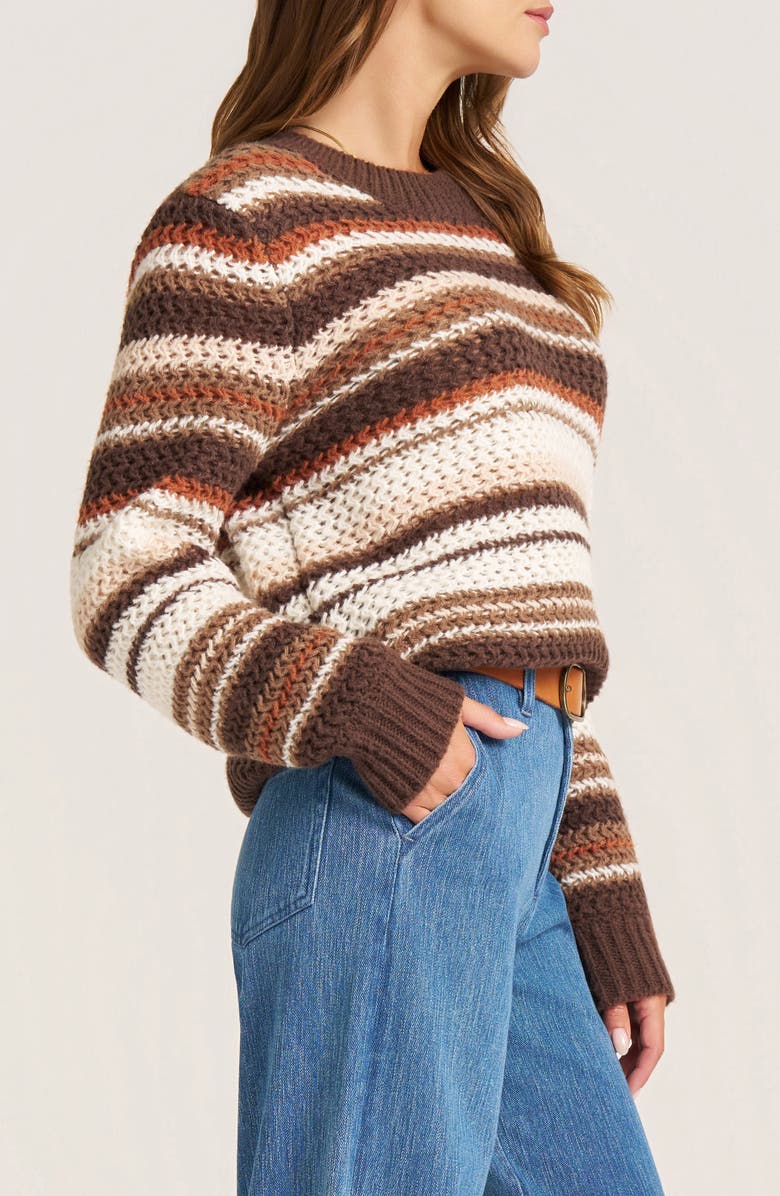 matty m. Dion Stripe Crewneck Sweater, Alternate, color, Chocolate