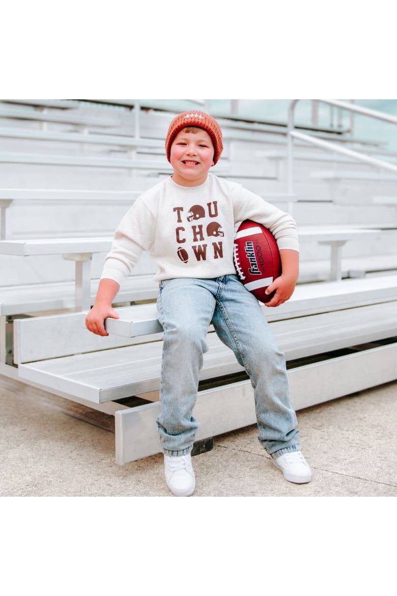 Football Lace Patch Beanie, Alternate, color, Mocha