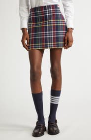 Thom Browne Tartan Side Tab Wool Miniskirt