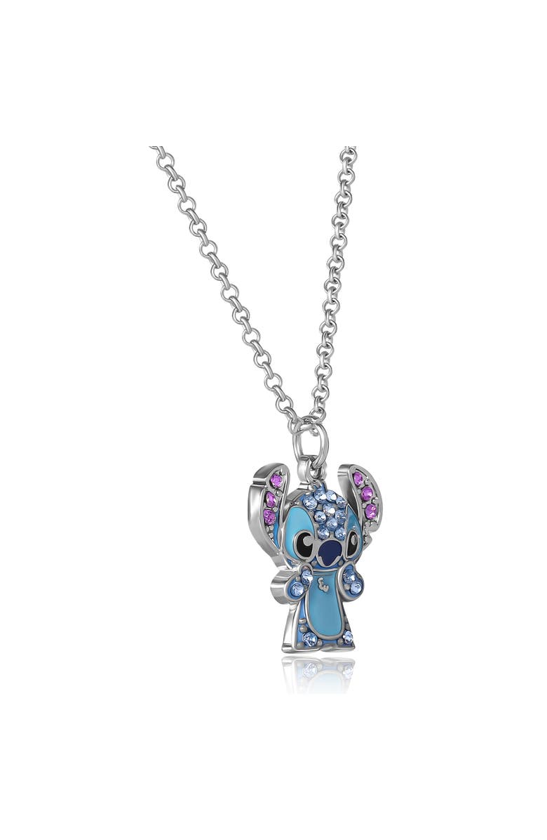 Disney Lilo & Stitch Pave Crystal Pendant Necklace, Alternate, color, Silver, Blue