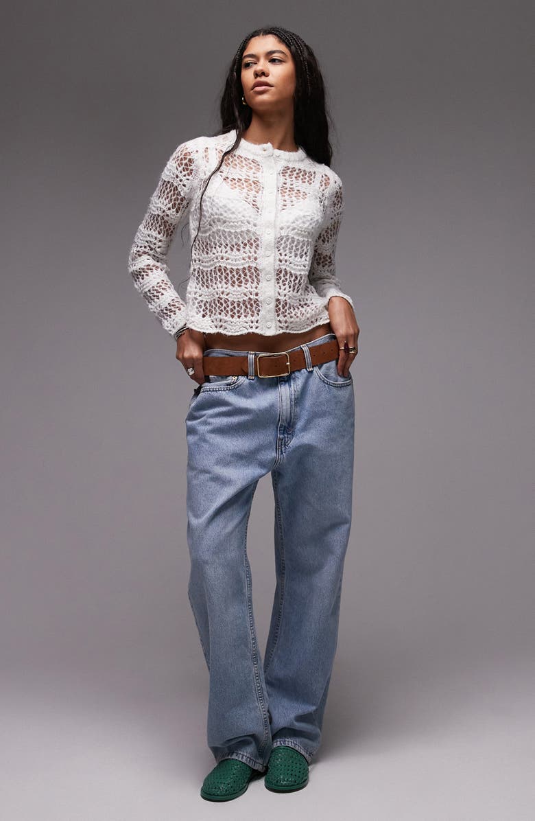 Topshop Open Stitch Cardigan, Main, color, 