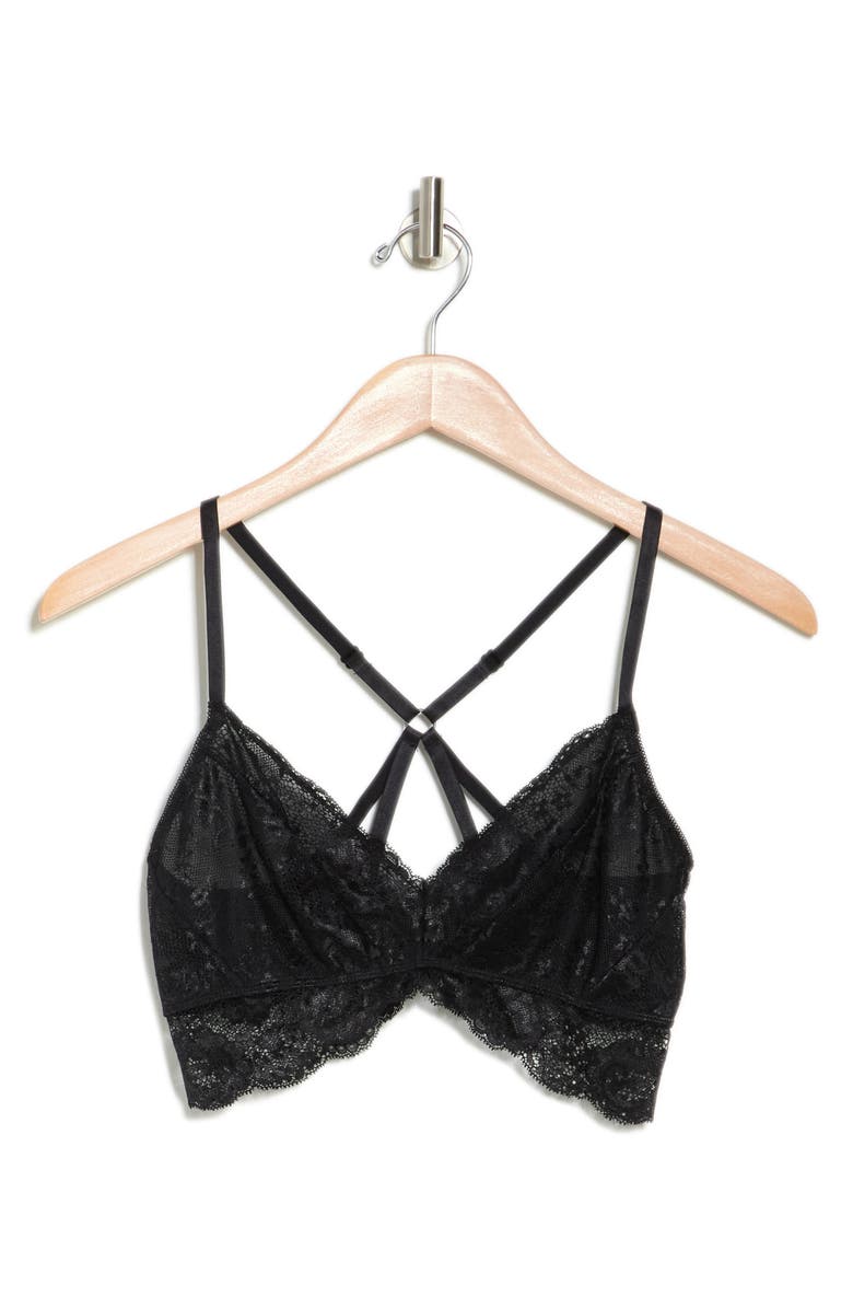 WISHLIST Crossback Lace Bralette, Alternate, color, Black