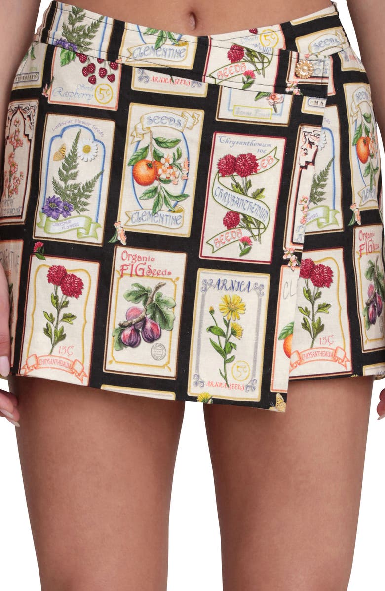 Avec Les Filles Front Wrap Mini Skort, Alternate, color, Black Seed Packet