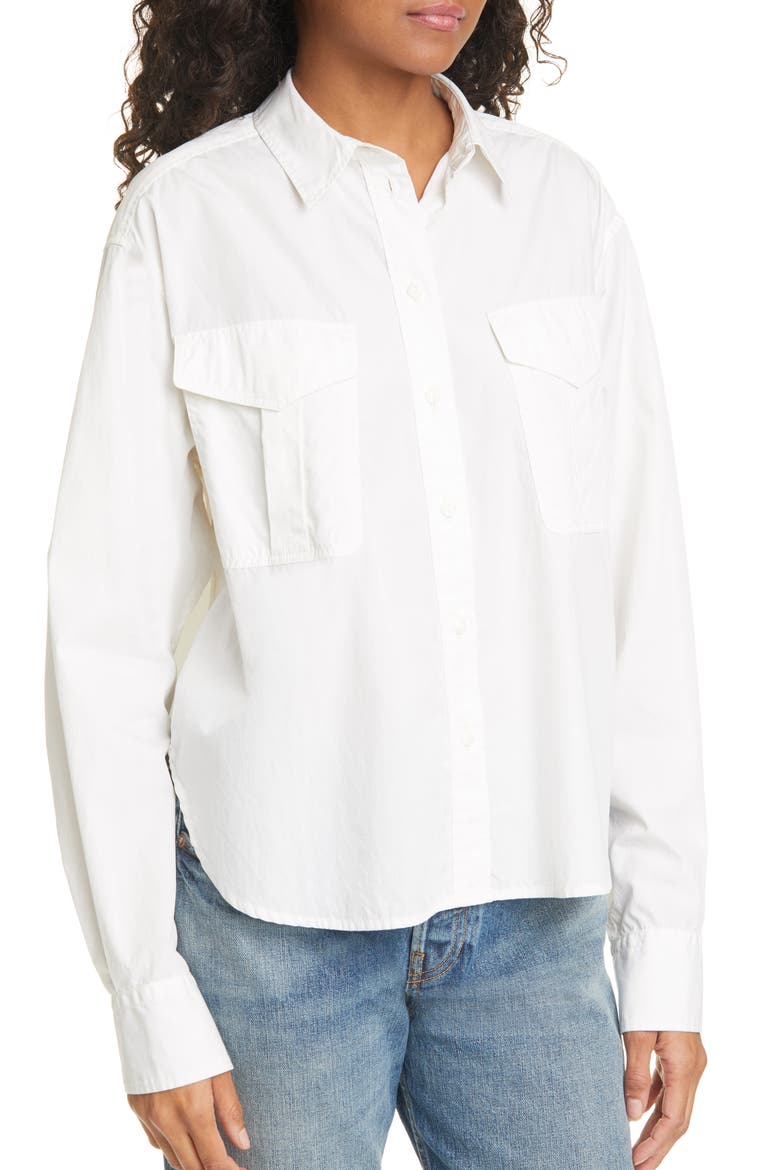 Florian Cotton & Silk Shirt, Alternate, color, WHITE