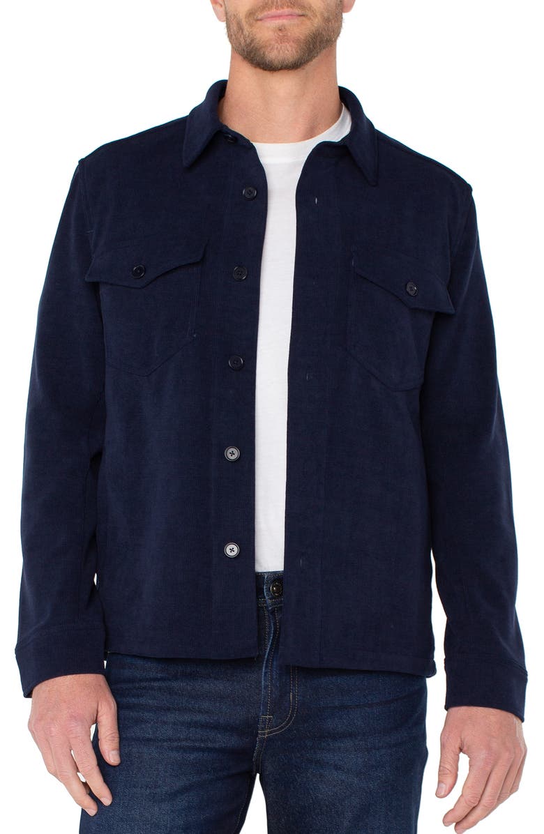 Liverpool Los Angeles Stretch Corduroy Overshirt, Main, color, Midnight Blue