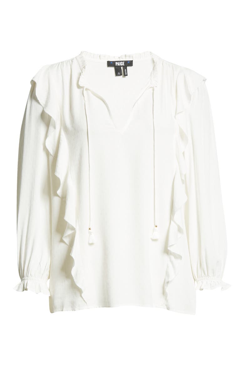 Kaydynn Tassel Ruffle Blouse, Alternate, color, WHITE