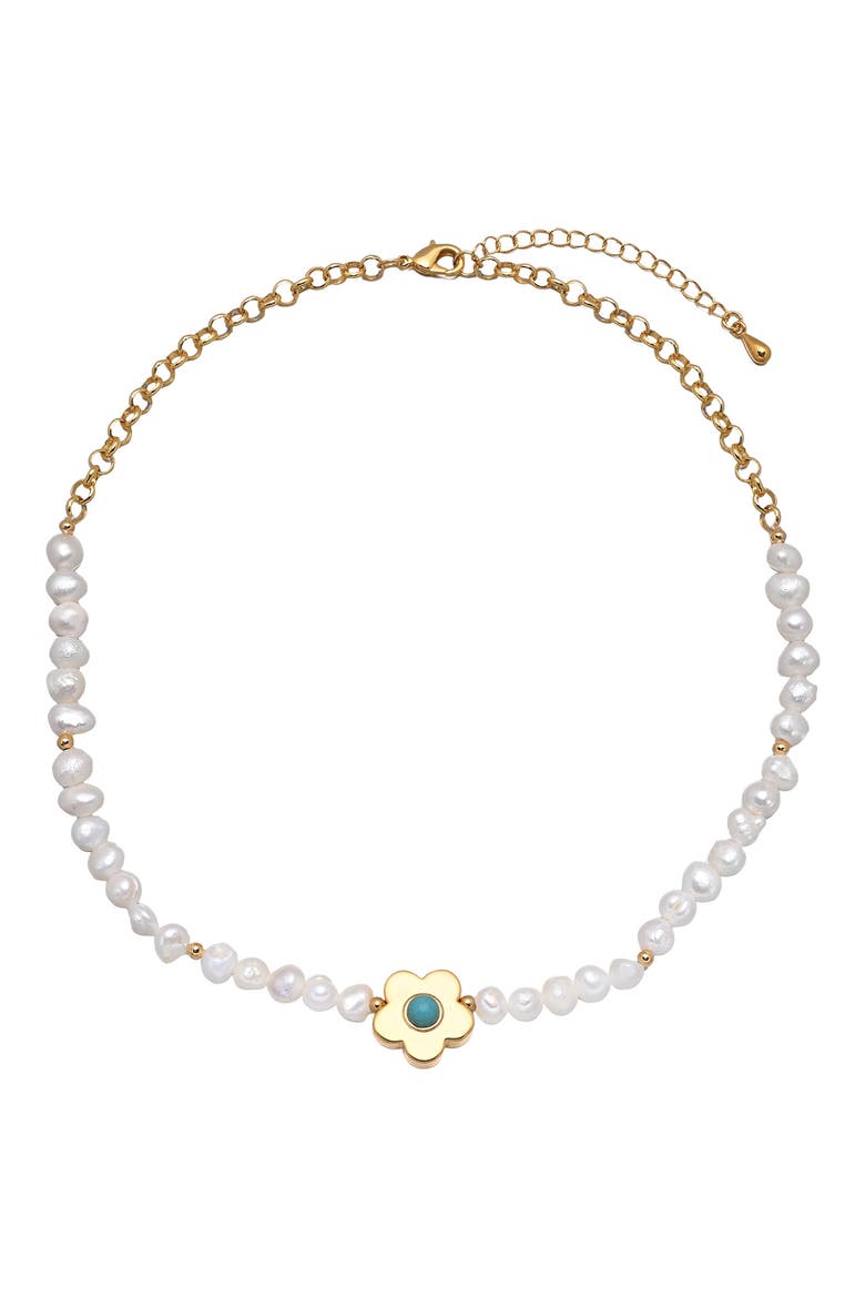 Shannon Freshwater Pearl Flower Pendant Necklace, Alternate, color, GOLD