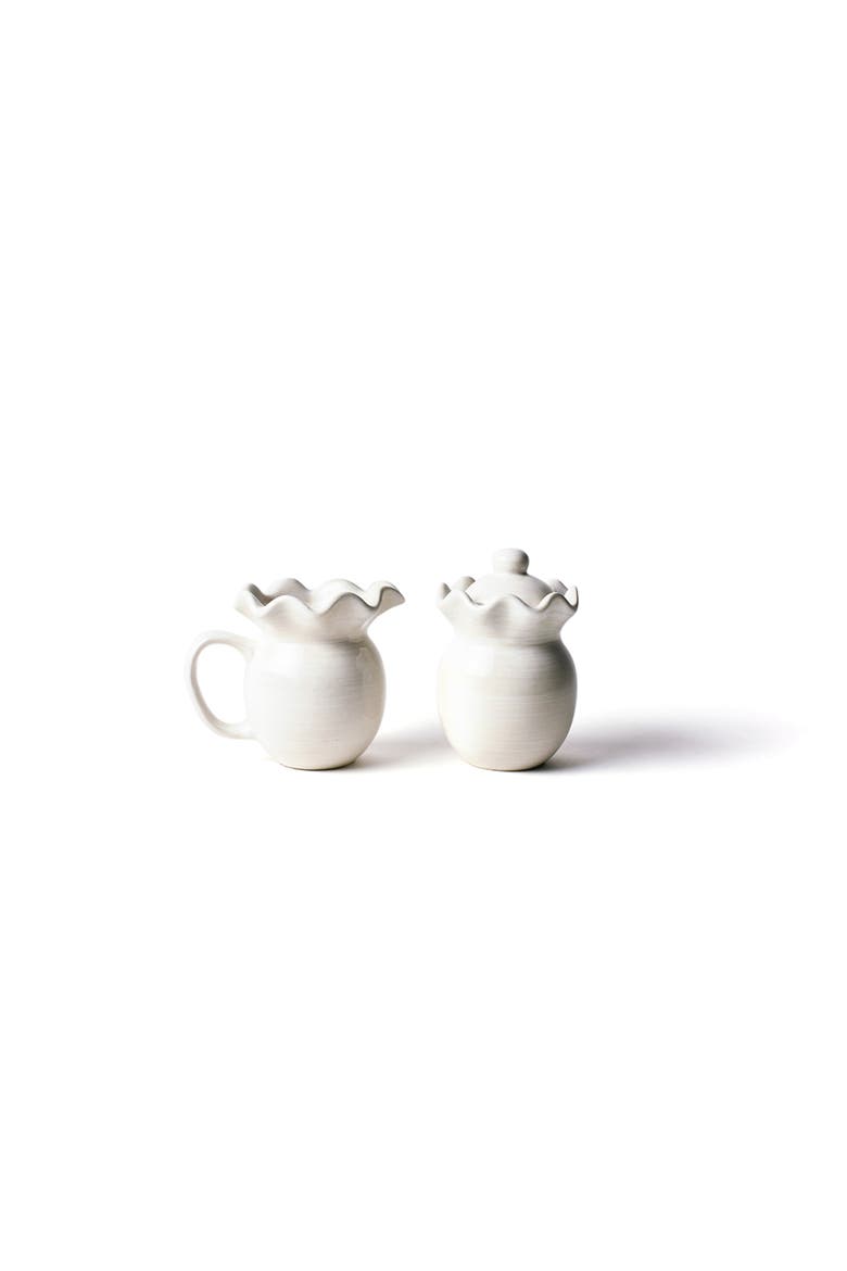 Signature White Ruffle Cream and Sugar Set, Main, color, White