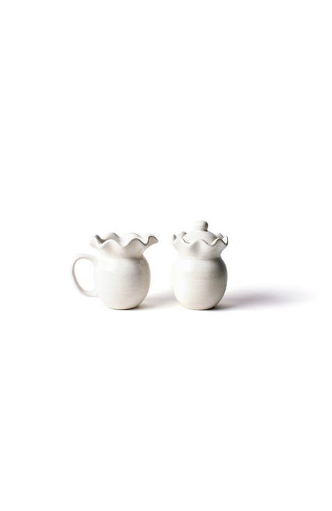 Signature White Ruffle Cream and Sugar Set