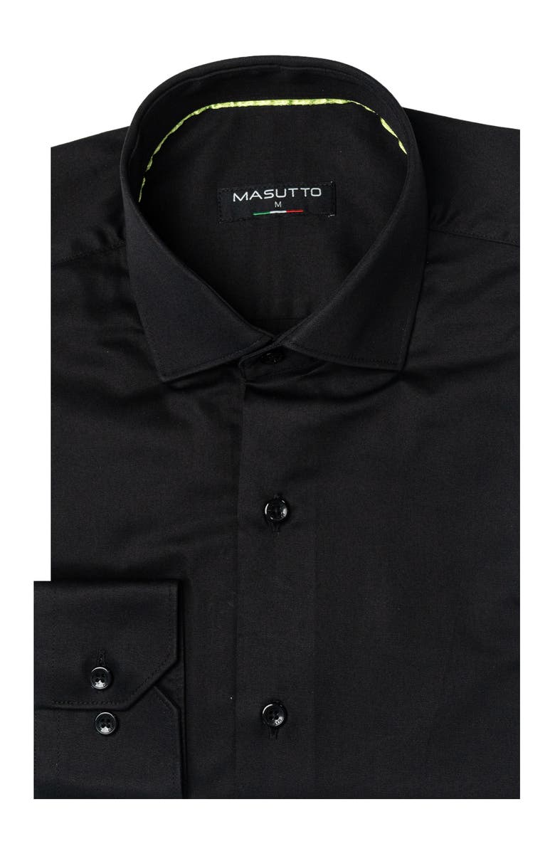 MASUTTO BH Solid Cotton Button-Up Long Sleeve Shirt, Main, color, Black