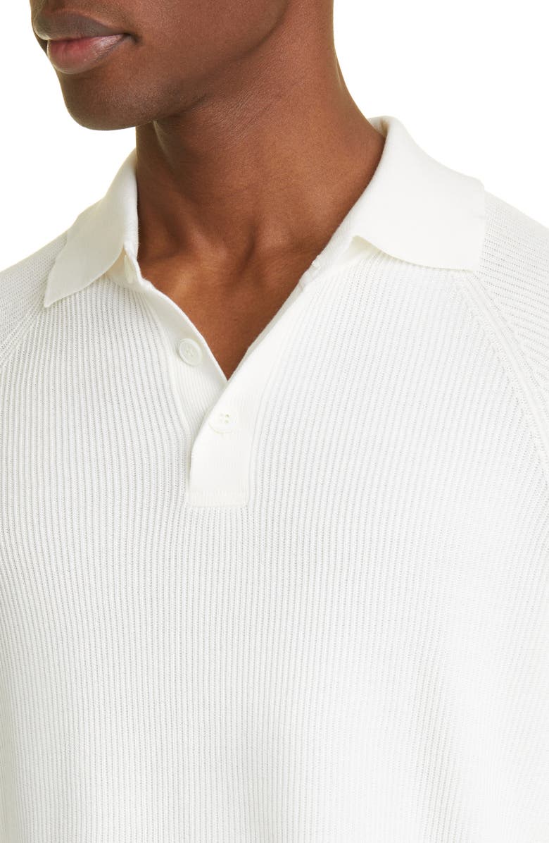 Brunello Cucinelli Cotton Rib Polo Sweater, Alternate, color, 