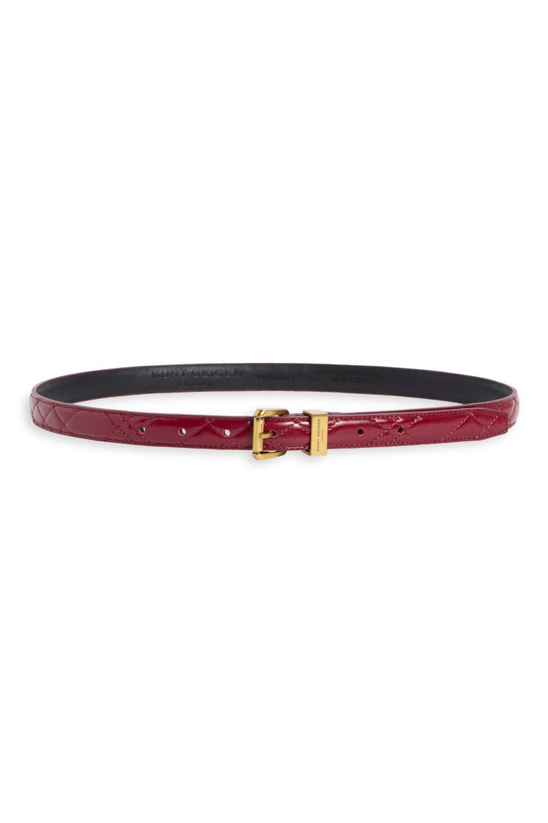 Diamond Quilted Leather Belt, Main, color, BURGUNDY