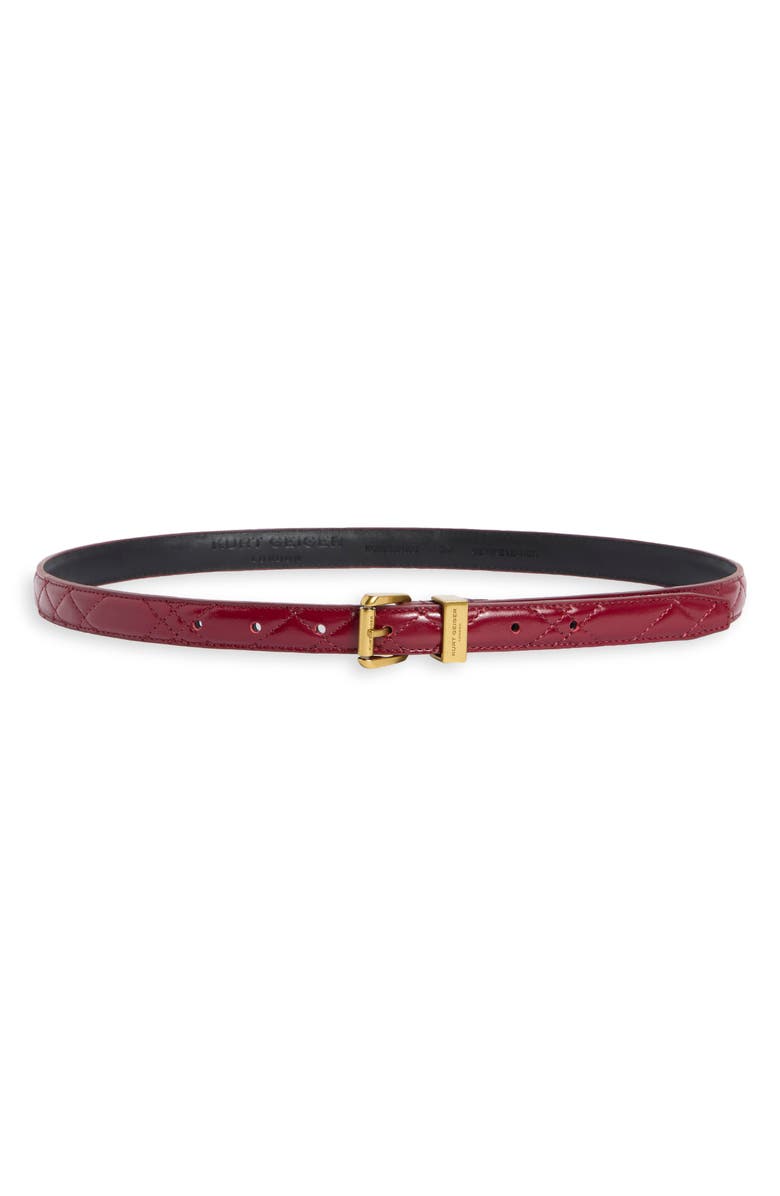Kurt Geiger London Diamond Quilted Leather Belt, Main, color, Burgundy