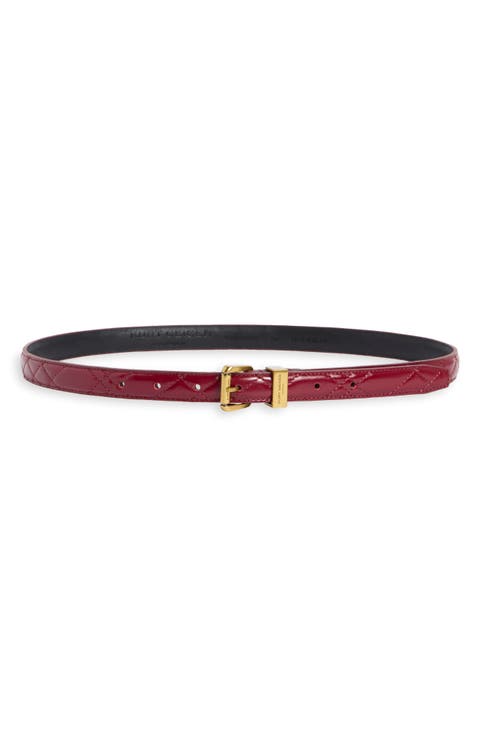 Diamond Quilted Leather Belt