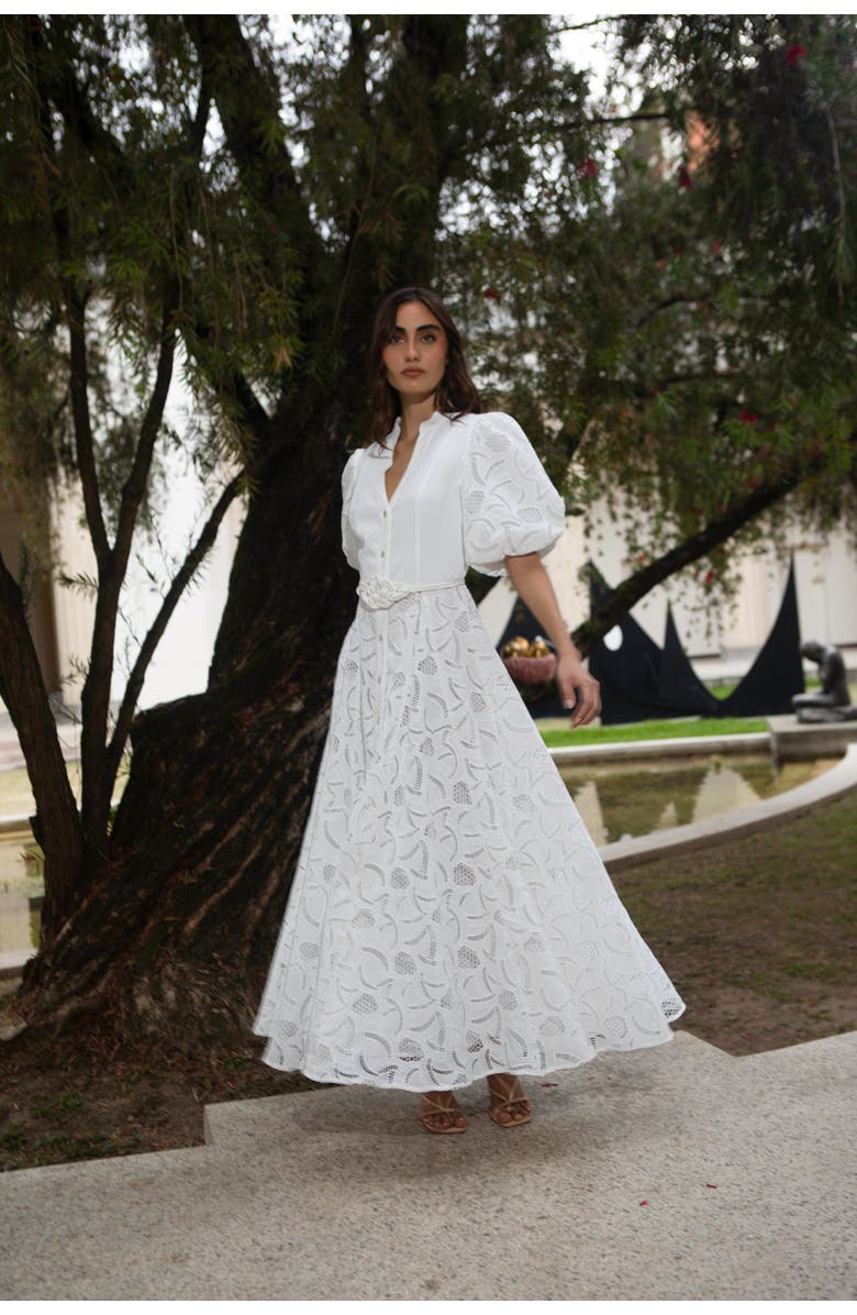 NO PISE LA GRAMA Bromelia Dress, Alternate, color, White Eyelet