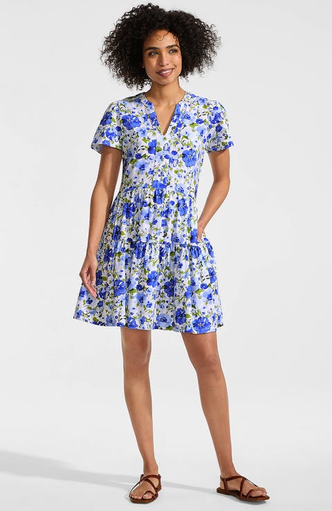 Lands' End Cotton Jersey Tiered Mini Dress