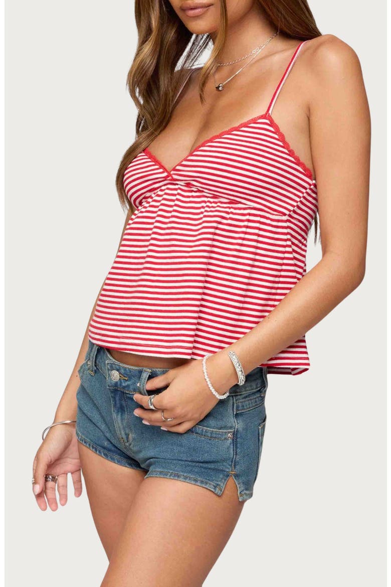 Orietta Stripe Babydoll Camisole, Alternate, color, RED