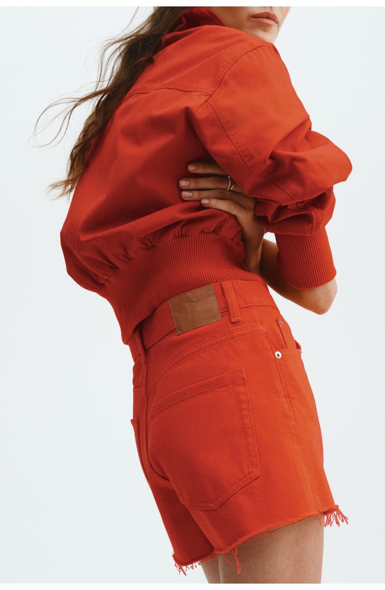 H&M Raw-edge Denim Shorts, Alternate, color, Red