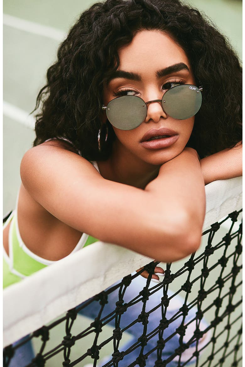 Australia x Elle Ferguson Farrah 53mm Round Sunglasses, Alternate, color, GUNMETAL/ SILVER