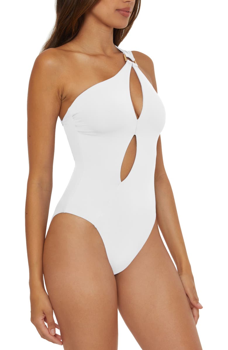 Soluna Tahiti One-Shoulder Cutout One-Piece Swimsuit, Alternate, color, White