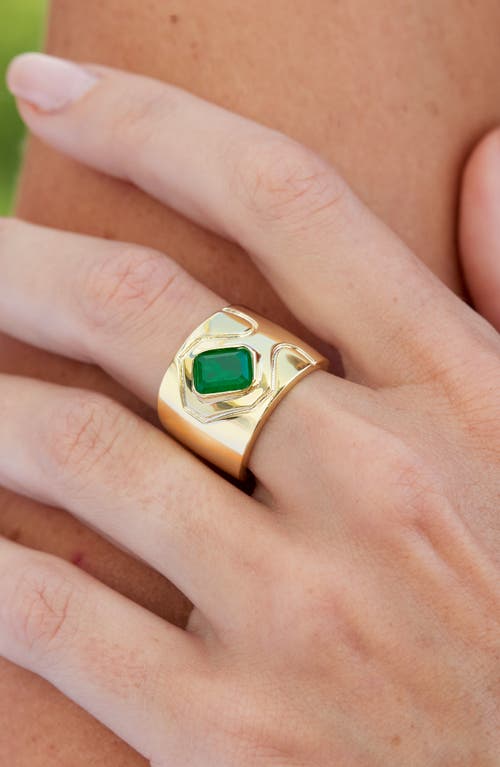Savvy Cie Jewels Wide Cigar Band Ring In Yellow