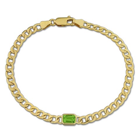 Gemstone Link Bracelet 14K