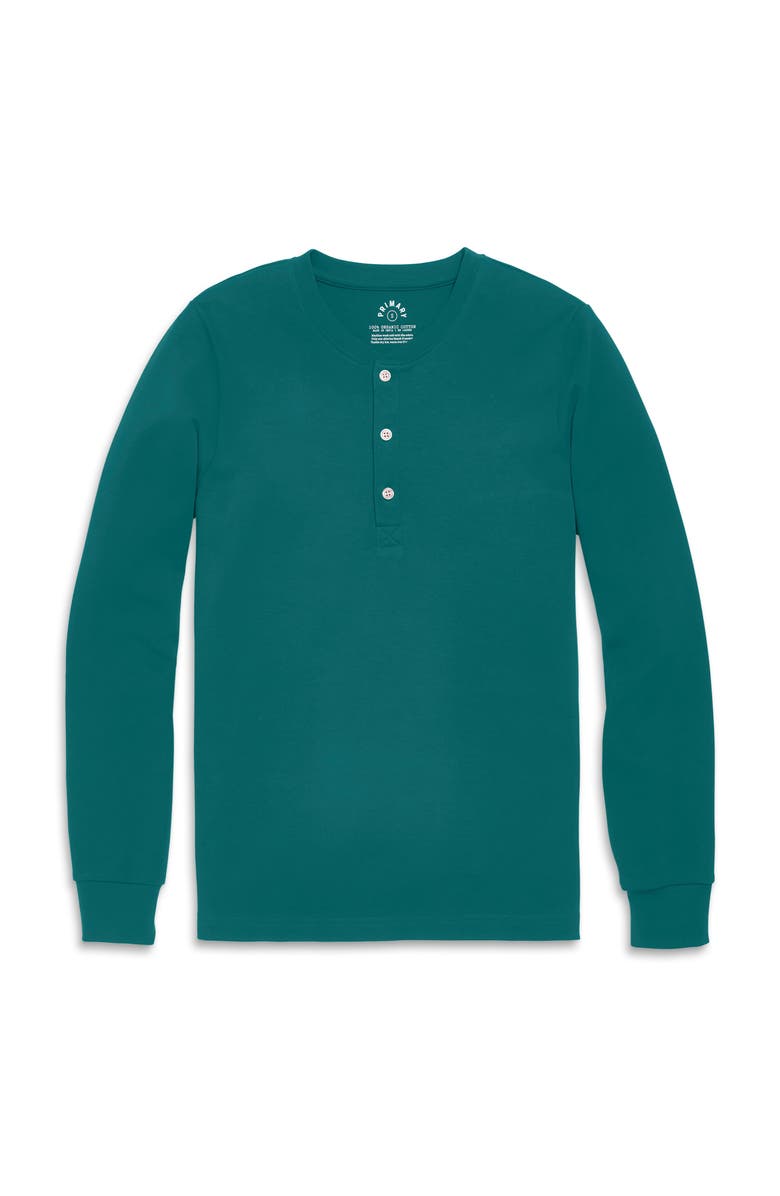 Primary Adult Organic Long Sleeve Henley Pj Top, Alternate, color, Forest