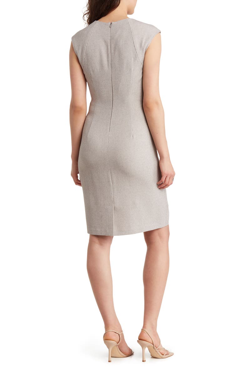 Gingham Print Sheath Dress, Alternate, color, TAUPE