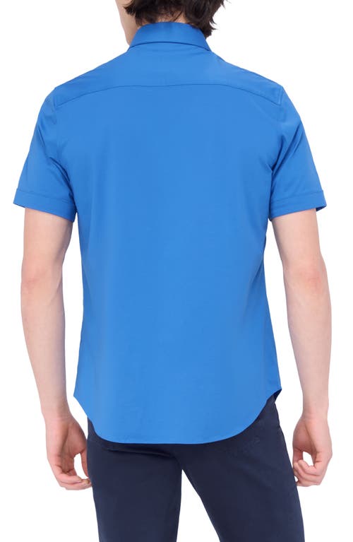 Bugatchi Miles Ooohcotton® Solid Short Sleeve Button-up Shirt In Classic Blue
