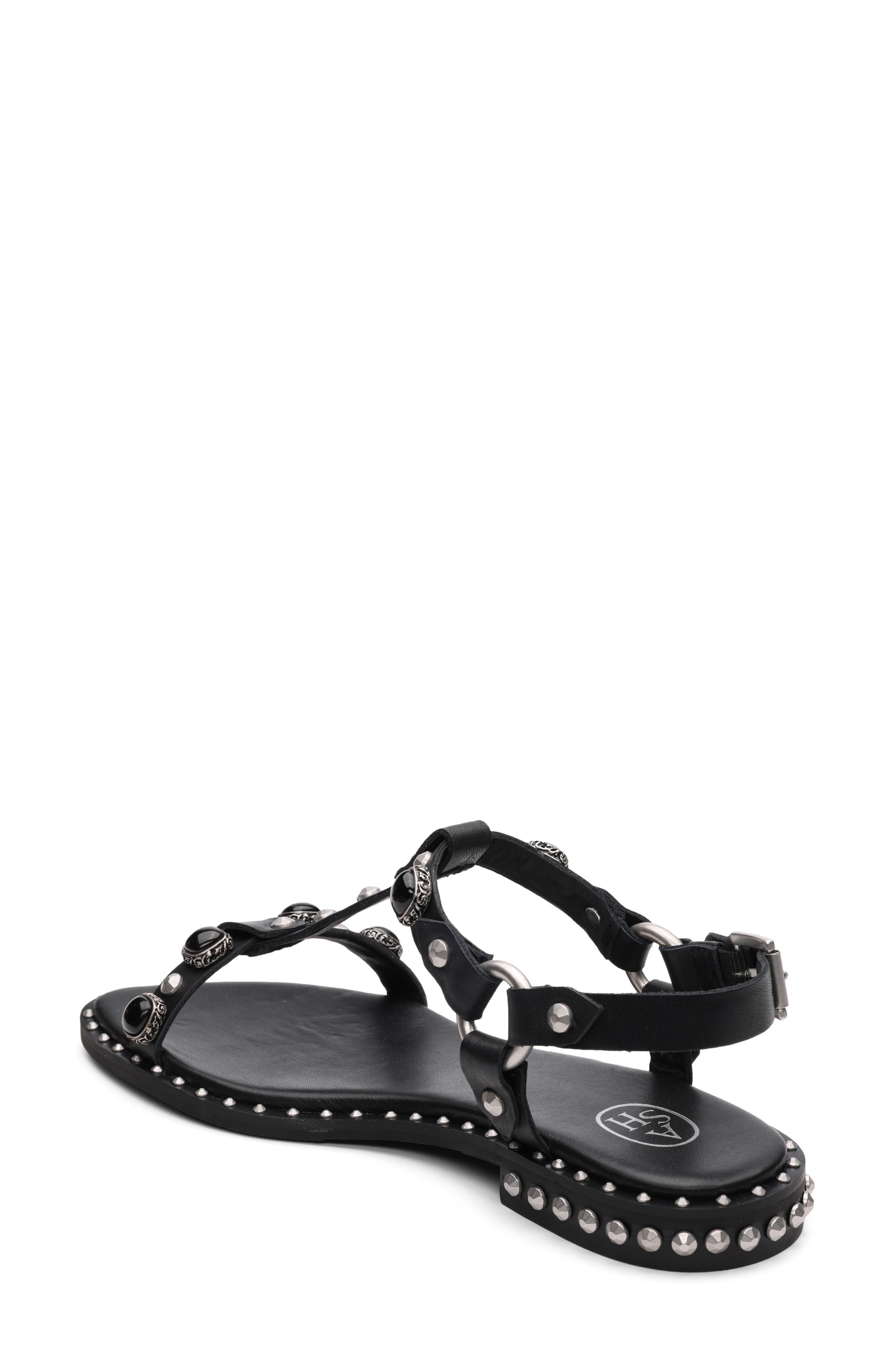 Ash Pebble Stud Embellished Ankle Strap Sandal, Alternate, color, 