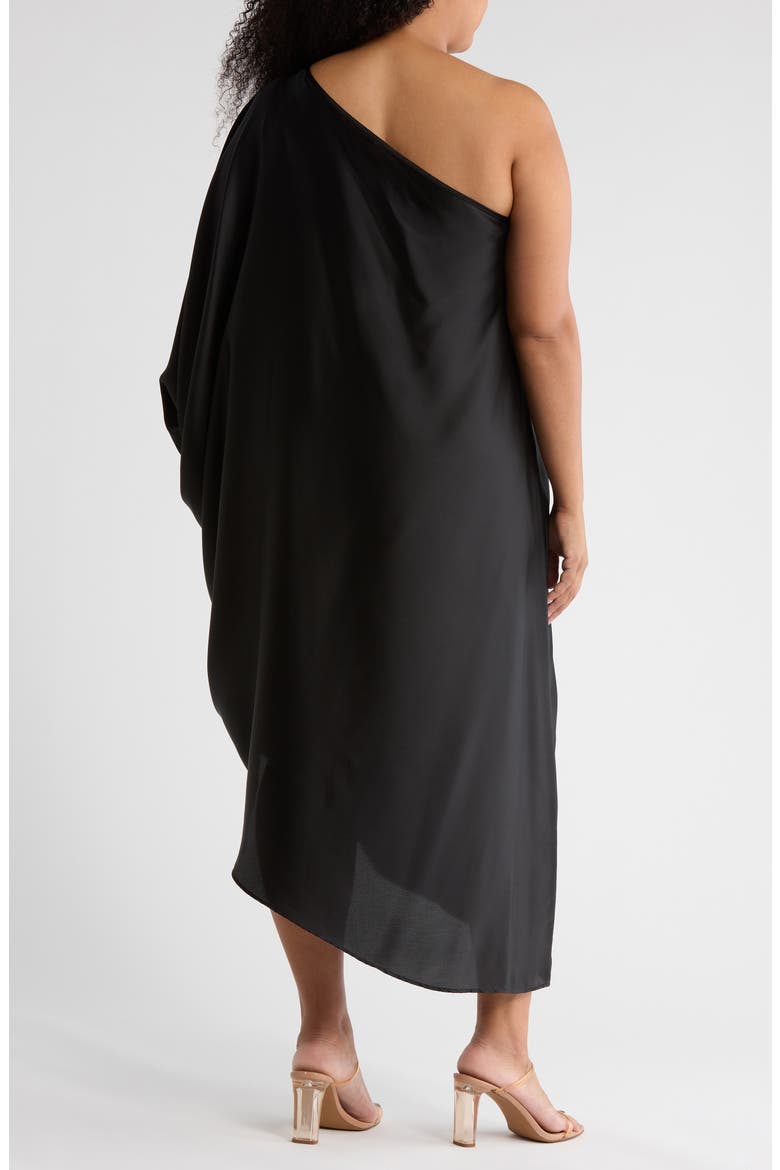 One-Shoulder Satin Dress, Alternate, color, BLACK