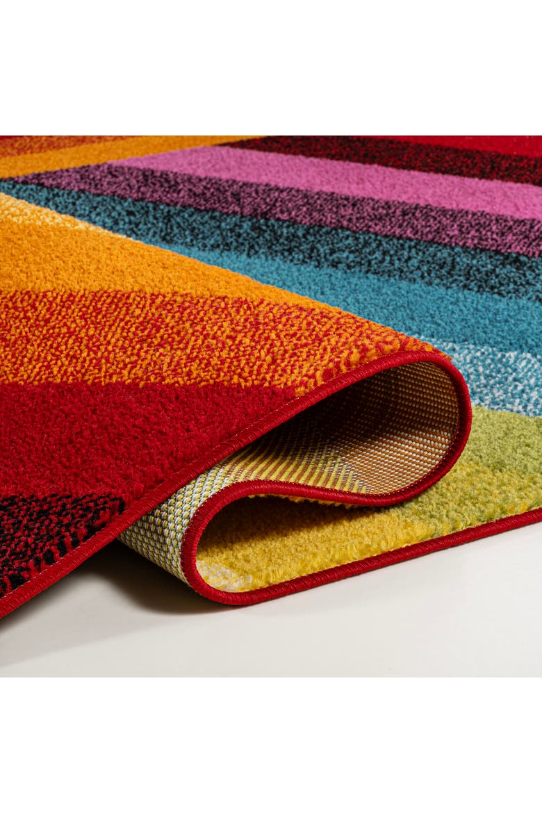 Retro Rainbow Contemporary Stripe Area Rug, Alternate, color, Multi