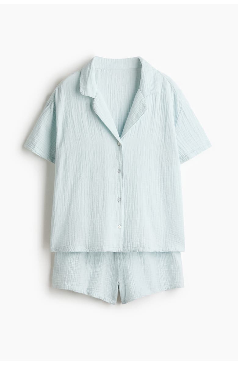 H&M Cotton Muslin Pyjamas, Main, color, Light Turquoise