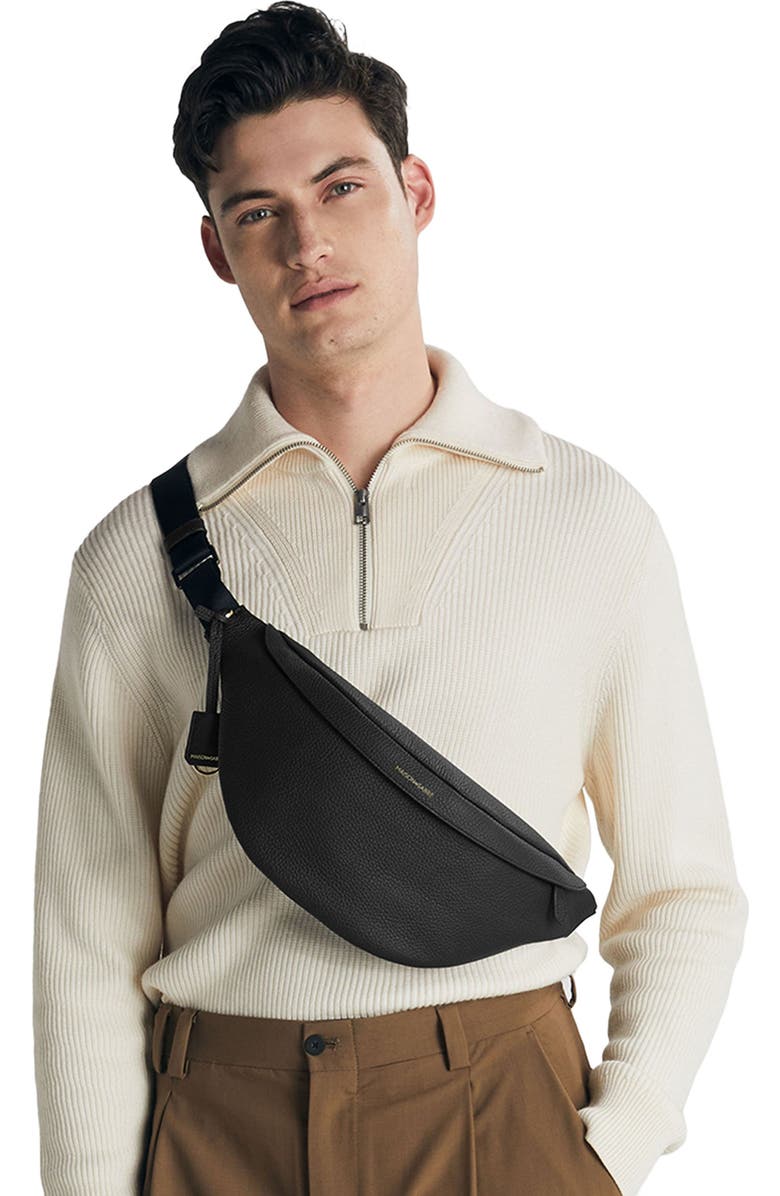 MAISON de SABRÉ Large Leather Sling Bag, Alternate, color, Black Caviar