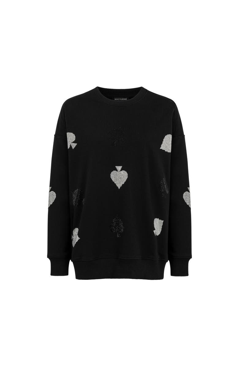 Nocturne Rhinestone Embroidered Oversized Sweatshirt, Main, color,