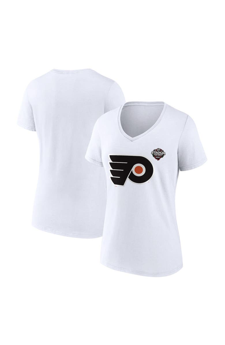 FANATICS Women's Fanatics Branded White Philadelphia Flyers 2024 NHL Stadium Series Logo V-Neck T-shirt, Main, color, White