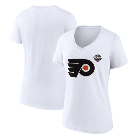 Women's Fanatics Branded  White Philadelphia Flyers 2024 NHL Stadium Series Logo V-Neck T-shirt