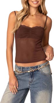EDIKTED Elina Sheer Mesh Bra Top