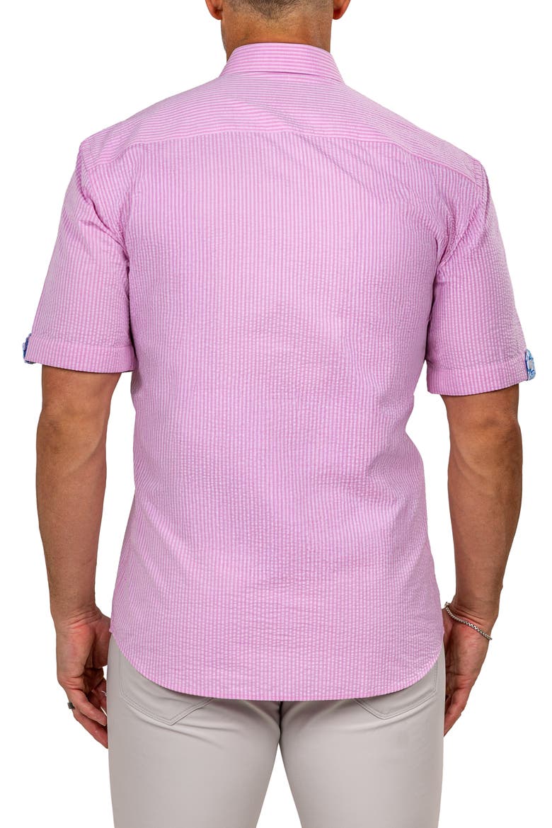 Galileo Marthy Short Sleeve Cotton Button-Up Shirt, Alternate, color, PINK