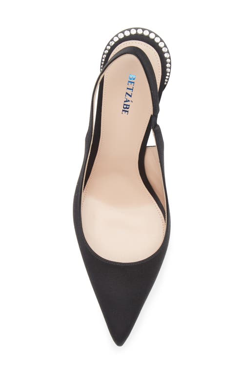 Betzábe Eva Crystal Slingback Pump In Black Satin