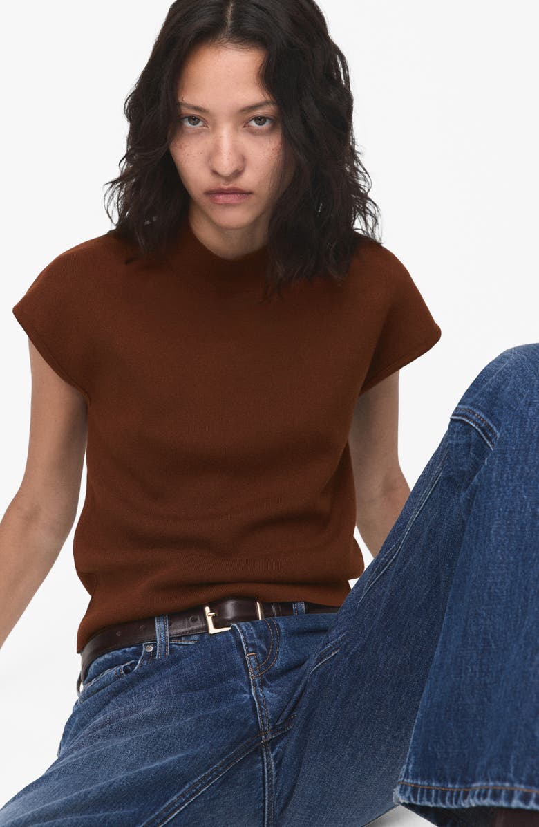 MANGO Mock Neck Sweater, Alternate, color, Brown