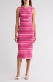 Theory Stripe Rib Midi Tank Dress