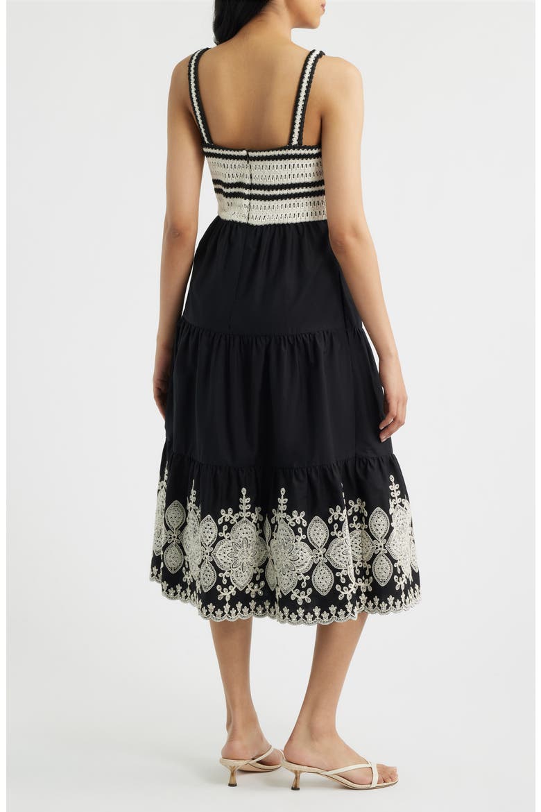 Crochet Embroidered Midi Sundress, Alternate, color, NAT BLACK
