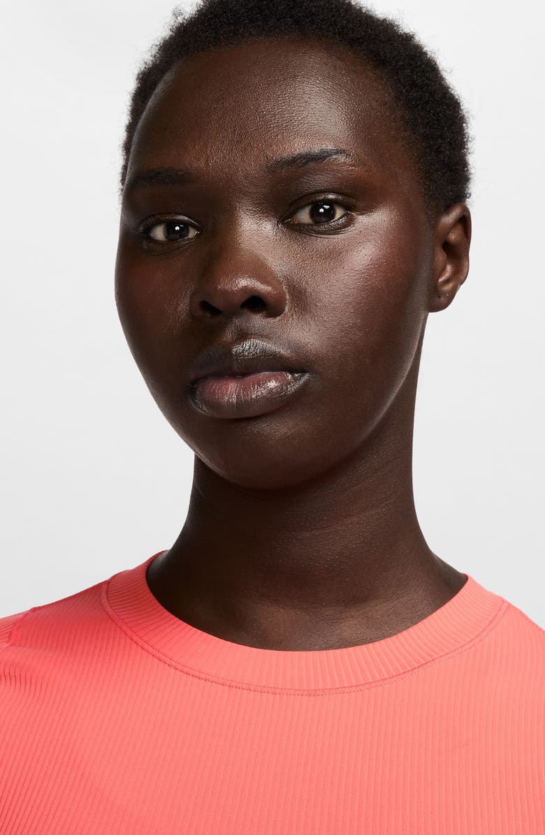 Nike Zenvy Dri-FIT Rib T-Shirt, Alternate, color, Magic Ember/ White